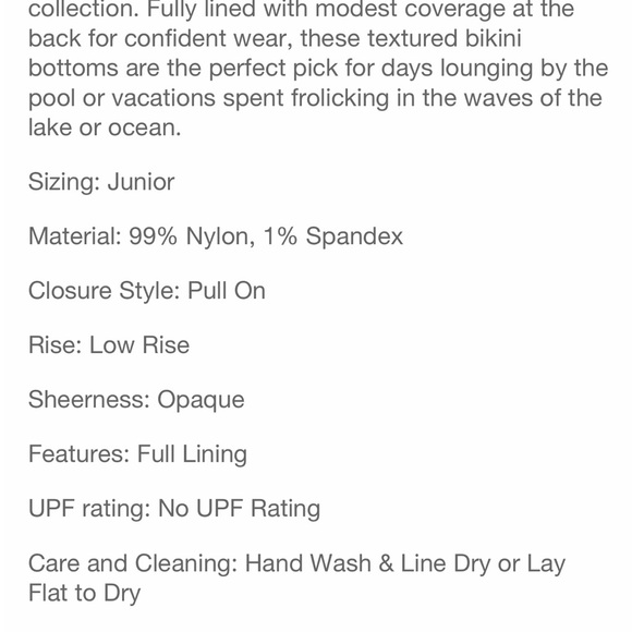 SOLD!!Juniors' Textured High Leg Scoop Bikini Bottom - - Picture 3 of 8